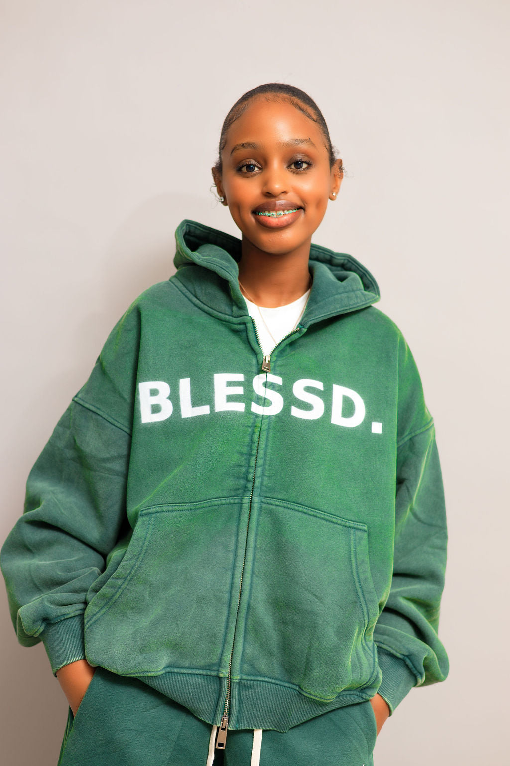 Green Zip Hoodie