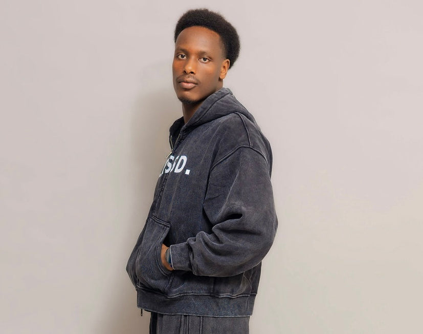 Washed Black Zip Hoodie